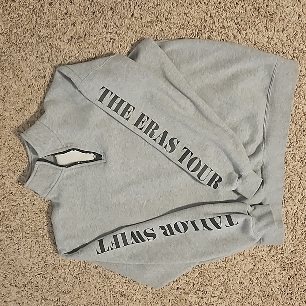 Taylor Swift Eras Tour Gray half zip sweatshirt, size small